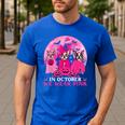Ghost And Witch Boston Terrier Dog In October We Wear Pink Men's Casual T-Shirt Royal Blue