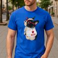 Girls I Heart Mom Love Mama Boston Terrier Dog Lover Men's Casual T-Shirt Royal Blue