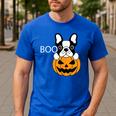 The Halloween Boston Terrier Men's Casual T-Shirt Royal Blue