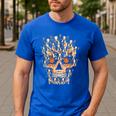 Halloween Costume Skull Boston Terrier Dog Lover For Men Women Kids Men's Casual T-Shirt Royal Blue