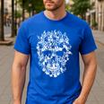 Halloween Costume Skull Boston Terrier Dog Lover Men's Casual T-Shirt Royal Blue
