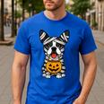 Halloween Dog Boston Terrier Mummy Costume Men Women Kids Men's Casual T-Shirt Royal Blue