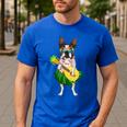 Hawaiian Boston Terrier Dog Pineapple Ukulele Summer For Men Women Girls Kids Men's Casual T-Shirt Royal Blue
