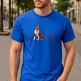 Heartbeat Boston Terrier Dog Men's Casual T-Shirt Royal Blue