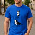 Inhale Exhale Yoga Boston Terrier Tshirt Men's Casual T-Shirt Royal Blue