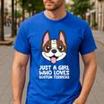 Just a Girl Who Loves Boston Terriers Men's Casual T-Shirt Royal Blue