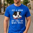 Just a Woman Who Loves Her Boston Terrier Cute Dog Mom Men's Casual T-Shirt Royal Blue