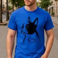 I Love My Boston Terrier Dog With Heart Men's Casual T-Shirt Royal Blue