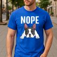Nope Boston Terrier Puppy Dog Bostie Lover Men Women Girls Kids Men's Casual T-Shirt Royal Blue