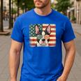 Patriotic Boston Terrier Dog Lover USA Flag 4th Of July For Men Women Kids Men's Casual T-Shirt Royal Blue