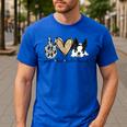 Peace Love Boston Terrier Boston Terrier Lover Dog Mom Men's Casual T-Shirt Royal Blue