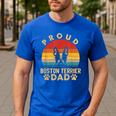 Proud Boston Terrier Dad Dog Owner Fathers Day Men Women Kids Men's Casual T-Shirt Royal Blue