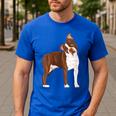 Red Boston Terrier Dog Men's Casual T-Shirt Royal Blue
