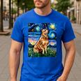Red Heeler Starry Night Cattle Dog Colorful Art By Aja For Men Women Girls Kids Men's Casual T-Shirt Royal Blue