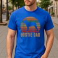 Retro Boston Terrier Dad Dog Owner Pet Bostie Father Men's Casual T-Shirt Royal Blue