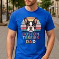 Retro Boston Terrier Dad Men's Casual T-Shirt Royal Blue