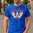 Retro Heart Boston Terrier Dog Vintage Valentine Men's Casual T-Shirt Royal Blue
