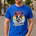 Retro Life Is Better With Boston Terrier Mom Dog Lover Men's Casual T-Shirt Royal Blue