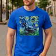 Scottish Terrier Starry Night Scotty Dog Art By Aja Men's Casual T-Shirt Royal Blue