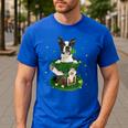 St Patrick's Day Leprechaun Boston Terrier Dog Shamrock For Men Women Kids Men's Casual T-Shirt Royal Blue