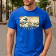 Surfing Boston Terrier Kanagawa Wave Japanese Dog For Men Women Kids Men's Casual T-Shirt Royal Blue