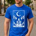 Tarot Card Vintage Crescent Moon Boston Terrier Dog Mom Men's Casual T-Shirt Royal Blue