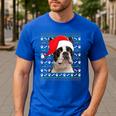 Ugly Xmas Sweater Santa Boston Terrier Dog Christmas For Men Women Kids Men's Casual T-Shirt Royal Blue