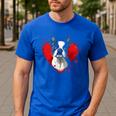 Valentine's Day Boston Terrier Dog Men's Casual T-Shirt Royal Blue