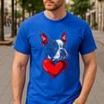 Valentine's Day Boston Terrier Dog Vector Men's Casual T-Shirt Royal Blue