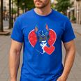 Valentine's Day Boston Terrier Men's Casual T-Shirt Royal Blue
