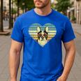 Vintage American Boston Terrier Lovers Valentine's Day Men's Casual T-Shirt Royal Blue