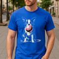 Vintage Boston Terrier Blowing Bubble Gum American Gentleman Men's Casual T-Shirt Royal Blue