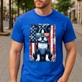 Vintage Boston Terrier Dog American USA US Flag Pets Lovers Tank Top Men's Casual T-Shirt Royal Blue