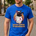 Vintage Boston Terrier Grandma Wear Sunglasses Dog Lover Men Women Girls Kids Men's Casual T-Shirt Royal Blue