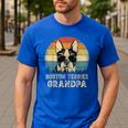 Vintage Boston Terrier Grandpa Dog Lovers Father's Day Men's Casual T-Shirt Royal Blue
