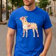 Vintage Floral Boston Terrier For Dog Lover Men's Casual T-Shirt Royal Blue