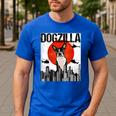 Vintage Japanese Dogzilla Boston Terrier Men's Casual T-Shirt Royal Blue