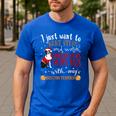 Watch Christmas Movies With My Boston Terrier Bostie Men's Casual T-Shirt Royal Blue