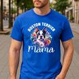 Watercolor Floral Boston Terrier Mama Dog Lover Mother's Day For Men Women Girls Kids Men's Casual T-Shirt Royal Blue