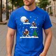 Xmas Lighting Tree Santa Riding Boston Terrier Christmas Men's Casual T-Shirt Royal Blue