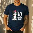 10 Years Old Birthday Boston Terrier Dog Lover 10th Party For Men Women Kids Men's Casual T-Shirt Navy
