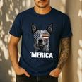 4th July Blue Heeler Dog Merica Patriotic USA Flag Cute Men's Casual T-Shirt Navy