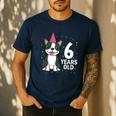 6 Years Old Birthday Boston Terrier Dog Lover 6th Party Kid Men's Casual T-Shirt Navy