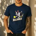 Ballaholic Boston Terrier Dog Chasing Bostie Ball Men's Casual T-Shirt Navy