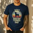 Best Dog Father Dad Vintage Boston Terrier For Men Women Men's Casual T-Shirt Navy