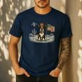 Boston Terrier 4th Of July US American Flag Dog Patriotic Men's Casual T-Shirt Navy