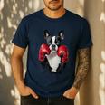 Boston Terrier Boxing Men's Casual T-Shirt Navy