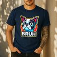 Boston Terrier Bruh Dog Lover Men's Casual T-Shirt Navy