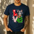 Boston Terrier Christmas Tree Lights Santa Dog Xmas For Men Women Kids Men's Casual T-Shirt Navy