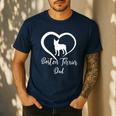 Boston Terrier Dad Cute Boston Terrier Silhouette Heart Men's Casual T-Shirt Navy